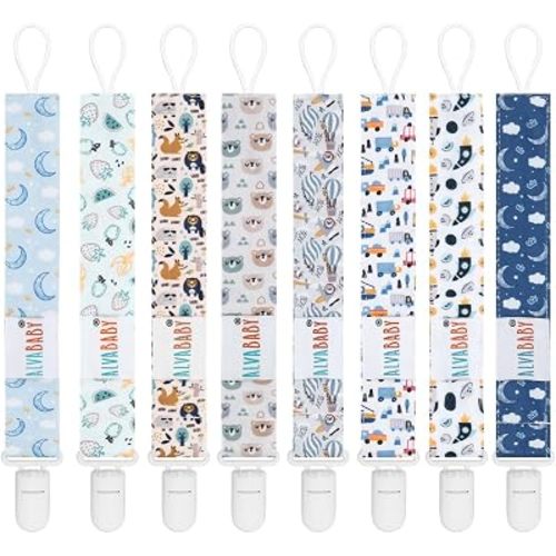 ALVABABY Pacifier Clips 8 Pack Pacifier Binky Paci Holder Leashes for Baby Teethers 8DP18A