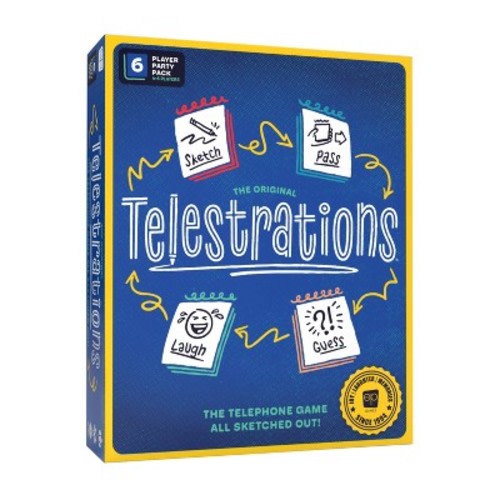 The Op Games Telestrations 6 Player Game: Social Skills Educational Party Game, Includes Cards & Dry Erase Boards