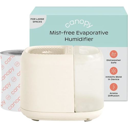 Canopy Large Room Humidifier, Cream, Large Living Space, 36HR Run Time, 5.5L Tank - Includes Canopy Humidifier Plus, Diffusion Well, Unwind Aroma, Filter, Power Cord & Adapter
