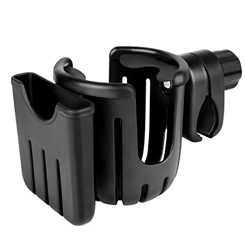 Accmor Stroller Cup Holder with Phone Holder, Bike Cup Holder, 2-in-1 Universal Cup Phone Drinks Holder for Stroller Walker Wheelchair,Black