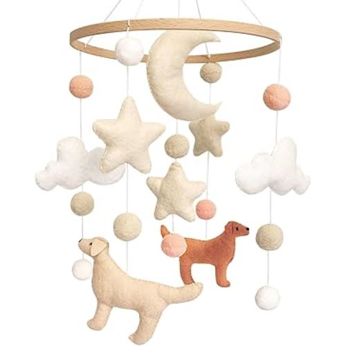 Dog Theme Baby Mobile, Mobile for Crib, Crib Mobile for Boys and Girls, Nursery Mobile for Bassinet, Pack and Play, Dog, Moon, Cloud, Star
