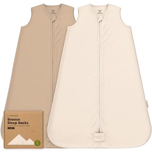 2-Pack Baby Sleep Sacks, Zipper Wearable Blanket - 100% Organic Cotton 0.5TOG, Soft Lightweight Toddler Sleeping Sack 6-12 months, Easy to Wear Newborn Swaddles Sleepsack (Ecru, M)