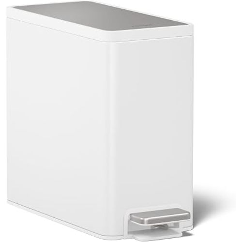 Kohler 2.5 Gallon Stainless Slim Step Trash Can, White