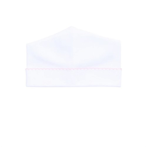 Magnolia Baby Girl Solid Essentials White Hat with Pink Trim