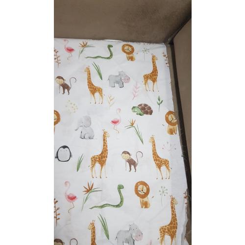 Jungle Animals Crib Sheet: Lion, Giraffe, Monkey - Cotton Nursery Bedding
