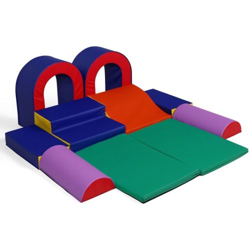TODECARE 10-Piece Soft Foam Climbing Blocks for Toddlers with Crawling and Sliding Play, Blue&Green