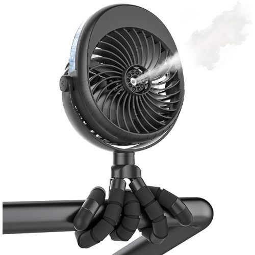 2026 Upgraded Misting Baby Stroller Fan Rechargeable, Flexible Tripod Clip for Car Seat Crib, Baby Shower Gifts & Baby Registry Search, Newborn Essentials for Beach Travel, Disney Summer Essentials