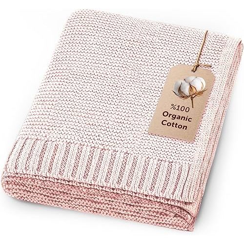 Organic Baby Blanket – 100% Organic Cotton | Ultra-Soft Breathable Newborn Receiving Blanket | Hypoallergenic, Chemical-Free | Unisex Baby Gift | 30x40 Inches (Pink)