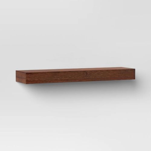 24" Floating Dark Wood Shelf Walnut Brown - Threshold™: Wall-Mounted, Open Shelving