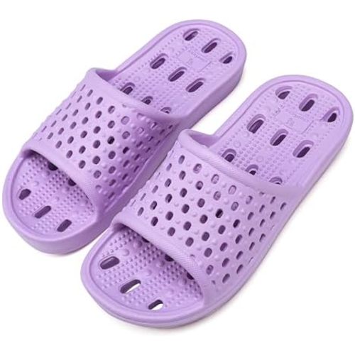 clootess Shower Shoes Slide for Men and Women Holes Bath Slipper Bathroom Sandal Pool Gym College Dorm Non-Slip