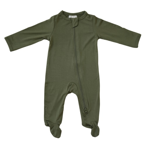 Mebie Baby Olive Bamboo Zipper Gender Neutral