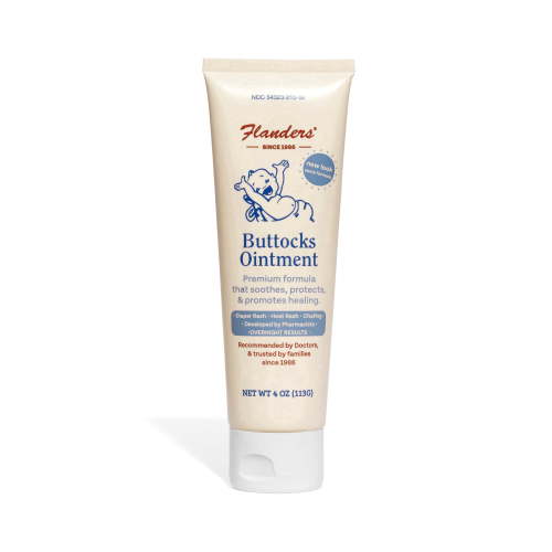 Flanders Buttocks Ointment - Pharmacist Developed Premium Paraben-Free, Soothing Diaper Rash Ointment, 4 Ounce