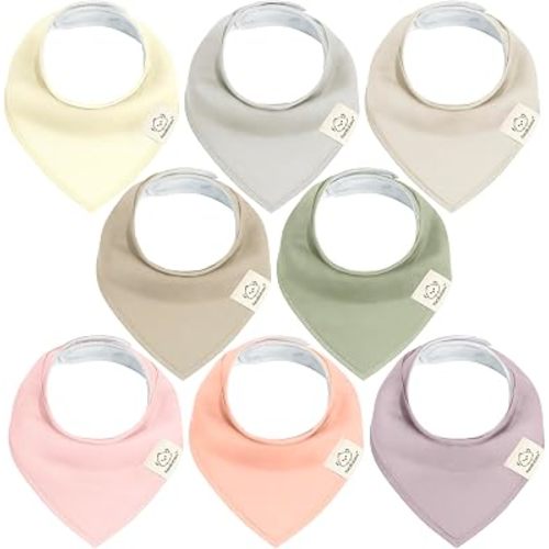 KeaBabies 8pk Organic Baby Bandana Bibs for Drooling and Teething