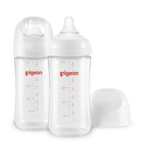 Pigeon Nurture & Nest Wide-Neck Anti-colic Glass Baby Bottles with Nipples - 8 fl oz/2pk