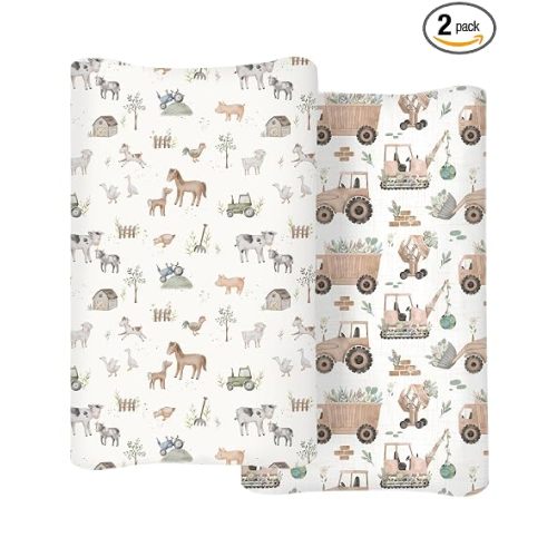 Changing Pad Covers 2 Pack, 32"x16" Baby Girl Boy Changing Table Pad Covers