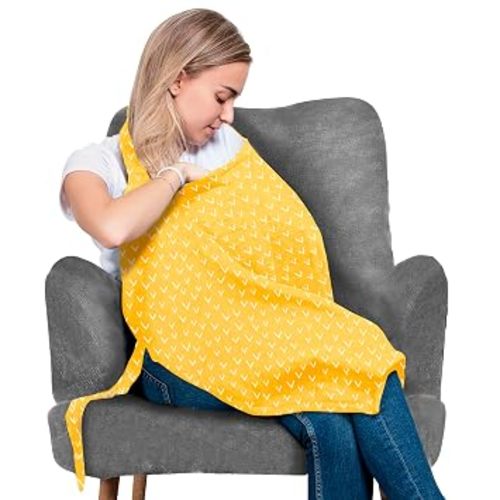 Nursing Cover, Breathable 360° Nursing Cover Up, Privacy Breastfeeding Blanket - Luxury Yellow
