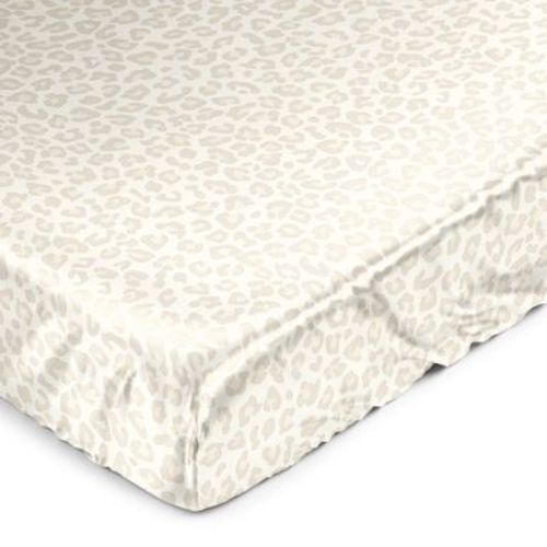 Sweet Jojo Designs Girl Satin Fitted Crib Sheet Cheetah Ivory Beige Taupe Gold Tan Off White