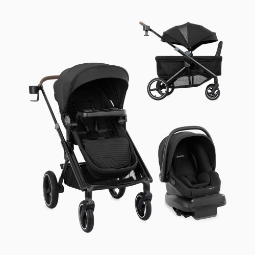Evenflo Transformer Stroller to Wagon Travel System featuring LiteMax NXT Infant Car Seat - Pitch Black