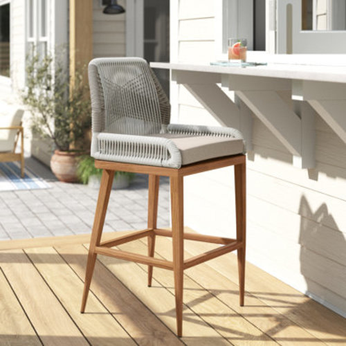Sand & Stable™ Lesley Metal Frame Patio Bar Stool with Cushion & Reviews | Wayfair