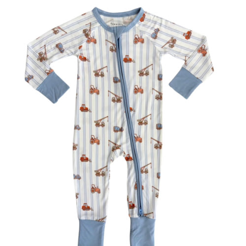 Tractors and Stripes Zipper Romper IMJ x Jenna Johnson – In My Jammers