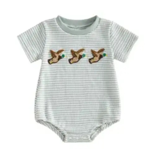 Infant Baby Boy Summer Romper Short Sleeve Duck Embroidery Bodysuit Newborn Playsuit 0-18 Months - TikTok Shop