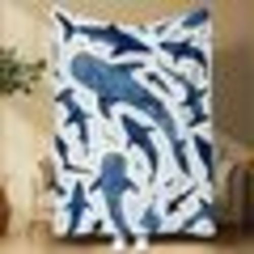 Soft Funny Throw Blanket Shark Pattern Blanket,Warm,Air-Conditioned Room,Warm Nap For Home Office Travel, Clear