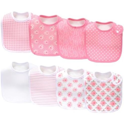 8 Pack Baby Bibs Unisex Adjustable with Snaps Ultra Soft Absorbent Drooling Teething for Boys and Girls