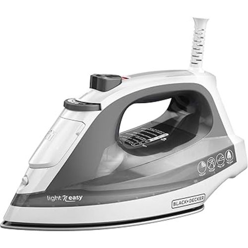 BLACK+DECKER Light ‘N Easy Compact Steam Iron, IR1020S, Stainless Steel Soleplate, Spray Mist, Anti-Drip, Auto Shutoff
