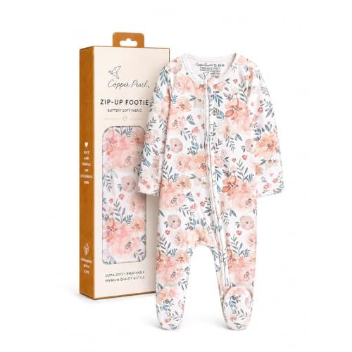 Copper Pearl Zip-Up Footie Baby Pajamas – Soft Newborn Onesies for Boys & Girls, Tag-Free with Two-Way Zipper Baby Sleepers for Newborn - Autumn, 3-6 Months