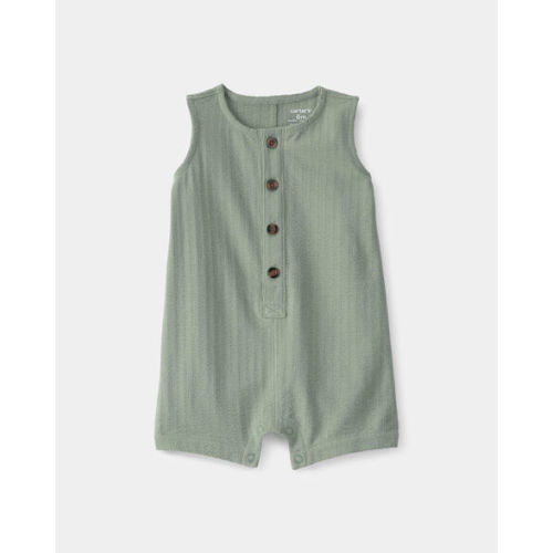 Baby Boy Solid Sleeveless Romper - Green | Carter's