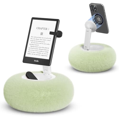 SupeDesk Magnetic Phone Pillow Stand, Phone Holder for Bed,Lap,Desk, Cozy Pillow Stand with Snack Bowl and 2 Magnetic Rings, Compatible with 3.5-7" iPhone,E-Reader, Kindle, Green