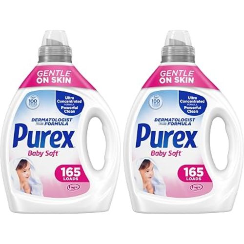 Purex Baby Laundry Detergent Liquid,Ultra Concentrated,82.5 fl oz,165 Loads,Hypoallergenic,Dye Free,Gentle on Skin,(Pack of 2)