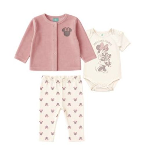 Baby Girls 3-Piece Minnie Cardigan, Bodysuit and Pants Set