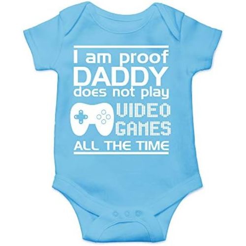 CBTwear Proof Daddy Does Not Play Video Games All the Time - Baby Clothes - Funny Newborn Bodysuit Outfits for Boys and Girls