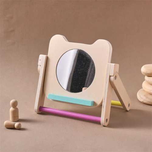 Montessori Tummy Time Mirror | Wooden Baby Mirror with High-Contrast Cards | OkidoKids® Canada