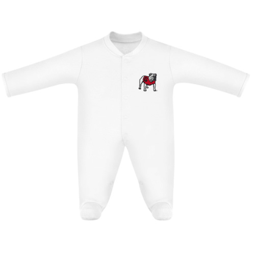 Georgia Bulldogs Footed Romper | College Baby - White