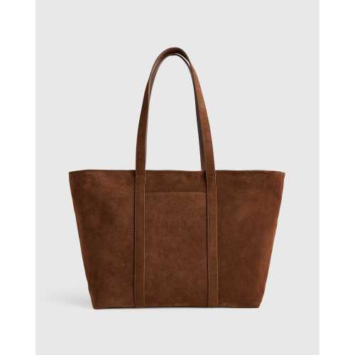 Italian Suede Everyday Tote in Chocolate