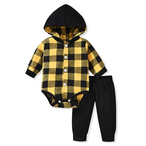 Aalizzwell Baby Boys Fall Buffalo Plaid Outfit