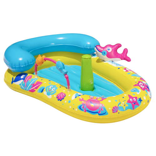 Banzai Jr. Backyard Inflatable Water-Sprinkling Splash Discovery Activity Center, Baby Pool, Age 9-24 Months