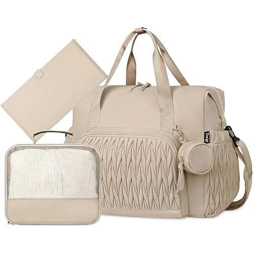 Yorige Diaper Tote Bag for Baby 6pcs, Large Mom Hospital Bags with Changing Pad Pacifier Case for Labor Delivery Boy Girl