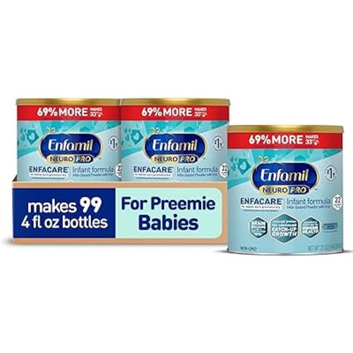 Enfamil NeuroPro EnfaCare High Calorie Premature Baby Formula, Milk-Based with Iron, Brain-Building DHA, Vitamins & Minerals for Immune Support, easy-to-digest proteins, Baby Milk, 23 Oz Can, Pack of 3