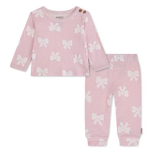 Newborn Baby Girl Huggies® 100% Organic Bows Long Sleeve Top & Pants 2-Piece Set