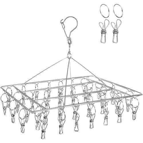 DUOFIRE Stainless Steel Clothes Drying Racks | Laundry Drip Hanger for Drying Clothes, Towels, Underwear, Lingerie, Socks (36-Clip)
