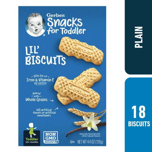Gerber Toddler Baby Food, Vanilla Wheat Biscuits, 4.44 oz Box