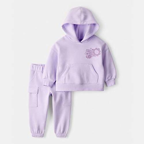 Baby Girls Carter's 2-Pc. Flower Graphic Long-Sleeve Hoodie & Pant Set