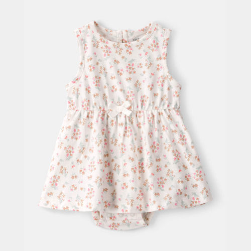 Baby Girl Floral Sleeveless Bodysuit Dress - Ivory | Carter’s Oshkosh Canada