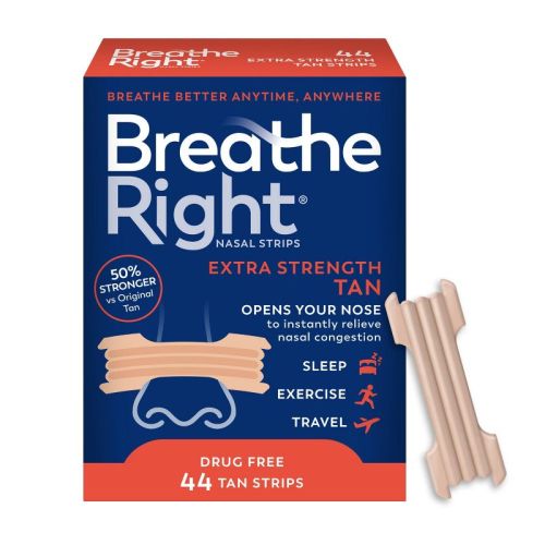 Breathe Right Extra Tan Drug-Free Nasal Strips for Congestion Relief - 44ct