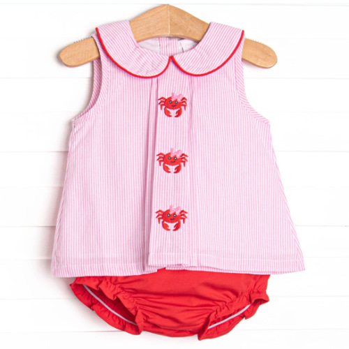 Crustacean Critter Embroidered Diaper Set, Pink – Stitchy Fish