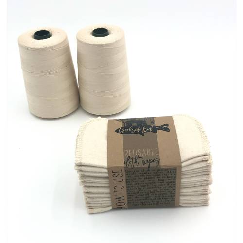 Cloth Wipes - Organic GOTS Flannel Double Layer Baby Wipes, Undyed Cotton Thread, Eco-Friendly Reusable Diaper Alternative