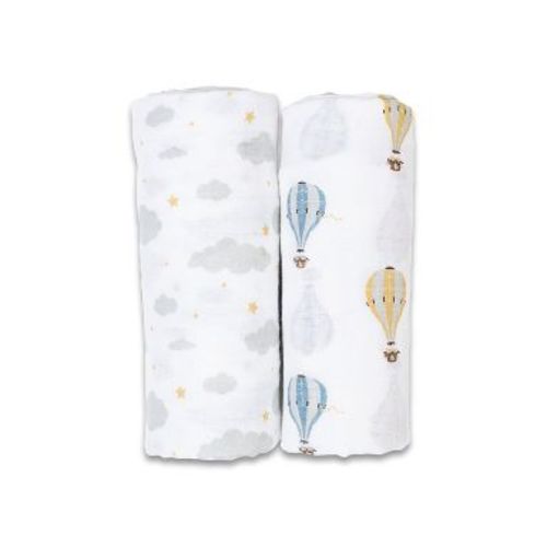 Cotton Swaddle 2 Pack Hot Air Balloons & Clouds